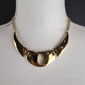 CELEBRITY Vintage Gold Modernist Necklace Signed